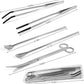 5 Pcs Reptile Feeding Tools Set with Silicone Tips - Extra Long Straight&Curved Tongs, Spoons, Scissors - Stainless Steel Terrarium Feeder Kit for Bearded Dragons, Lizards, Snake, Spiders, Aquarium