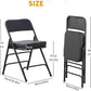 BOOSDEN Padded Folding Chair, Foldable Chair with Thick Cushion, Heavy Duty Metal Folding Chair for Outdoor & Indoor & Dining & Party, Black