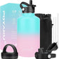 Water Bottle Insulated 32oz 40oz 64oz 128oz Straw Lid Spout Lid & 3 Lids, Leak Proof, Vacuum Insulated,Stainless Steel Water Bottle Wide Mouth for Sports, Gym or Office