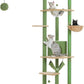 PEQULTI Floor to Ceiling Cat Tree 92.9’’-101.6’’ Height Adjustable Cat Tower Tall Kitty Climbing Play House with Scratching Posts, Cozy Condo, Perches and Large Hammock for Indoor Cats Green