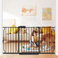 Extra Wide Baby Gate 57.5-62 Inch Black Walk THR Dog Gates Doorways House No Drill Pressure Mounted Auto Close Long Child Safety Gate for Kids and Pet