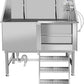 50" Pet Dog Bathing Station W/Stairs, Professional Stainless Steel Dog Grooming Tub W/Soap Box, Faucet,Rich Accessory, Dog Bathtub for Large,Medium,Small Pets, Washing Sink for Home (50" Right ramp)