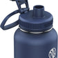 Takeya Actives Water Bottle with Spout Lid - Bottle with Double Stainless Steel Insulation - Dishwasher Safe & BPA-Free - Bottle with Spout Lid & Removable Bumper - 40 oz, Midnight Blue