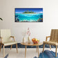 Tropical Island Coral Reef Landscape Canvas Wall Art for Living Room,Unique View Split Waterline Scenery,Beautiful Nature Summer Travel Scenic Picture Print Artwork Painting Decor,Inner Frame 24x48