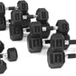 WF Athletic Supply Rubber Encased Hex Dumbbells with Rubber Grip Contoured Handle for Muscle Toning, Strength Building & Full Body Workout