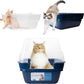 Petfamily Cat Litter Box, Large Foldable Jumbo Hooded Cat Litter Box with Transparent Lid (Navy Blue)