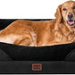 EHEYCIGA Memory Foam XL Dog Bed for XLarge Sized, Extra Large Orthopedic Dog Sofa with Sides and Waterproof Liner, Washable Bolster Pet Couch with Removable Cover, 42x30x7.5 Inch, Black