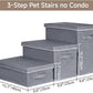 Pet Stairs with Storage, Pet Step for Small Dogs and Cats, 3-Step Folding Pet Steps with Zip, Cat Stairs Dog Steps for Bed, Couch and Car Ramp (Gray, 3 Steps no Condo)