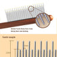 Dog Cat Comb with Solid Wood Handle Stainless Steel Teeth, Professional Pet Grooming Supplies Accessories Perfect for Honghair Hairy Pets