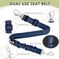 Lukovee Dog Seat Belt for Car, Adjustable Dog Car Harness for Large Medium Small Dogs, Soft Padded & Breathable Mesh Dog Seatbelt with Car Strap and Carabiner(Blue Double Clip,Large)