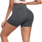 CHRLEISURE Women's 4 Packs Workout Gym Shorts, High Waisted Butt Lifting Scrunch Butt Seamless Booty Shorts