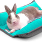 Paw Inspired Snuggle Bunny Bolster Bed for Rabbits, Cats, Dogs and Other Small Pets, Reversible Fleece Flop Bedding with Padded Sides (Gray/Green)