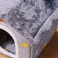 Scnbom Dog House Indoor Puppy Cave Cat Nest Kennel Pet Bed Portable Memory Sponge Foldable Houses with Cushion (Grey, L:Size fits 14kg/30lbs (Pets))