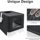 XL Foldable Cat Litter Box with Lid - Jumbo Enclosed Potty - Top Entry Anti-Splashing Toilet - Includes Scoop & 2-in-1 Cleaning Brush (Black)
