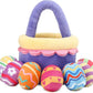 8 Piece Plush Stuffed Playset Toys with 7 Eggs, 1 Furry Bag, Soft Basket Set Sensory Toys for Girls Kids Ages 3+, Birthday Christmas Valentines Easter Party Favors Gifts