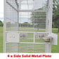 Extra Large Double Ladders Open Play Top Wrought Iron Bird Parrot Parttot Finch Macaw Cockatoo Cage, Include Seed Guard and Toy Hook (32" x 23" x 66"H White Vein)