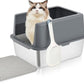 Stainless Steel cat Litter Box, Covered Metal Litter Box, cat Litter Pans with high Sides, Kitty Litter Boxes for Indoor Cats (Non Sticky, Easy to Clean, Anti-Urine Leakage) 17.5" L x 13.5" W x 6" H