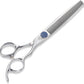 7'' Dog Grooming Scissors CNC 440C Blades Sharp and Durable Polished Thinning Dog Shears with Blue Diamond Adustable Screws Easy to Use for Groomer and Home User
