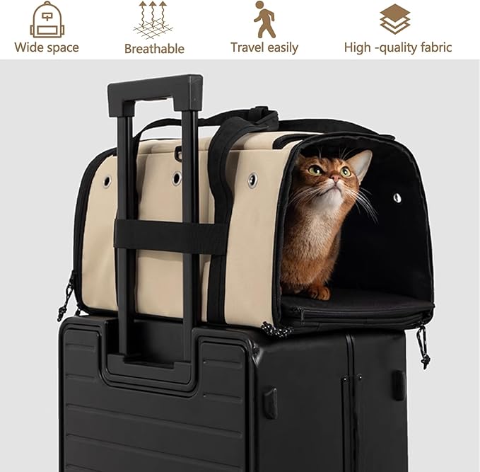 Pet Carrier Bag, Foldable Cat Bag Airline Approved, Soft-Sided Cat Travel Bag, Washable Dog Carrier Privacy Protection for Home Outdoor Travel(S, Blue)