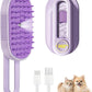 3-in-1 Cat Steam Brush, Rechargeable Cat Brush with Steam, Spritz Defur Comb for Dogs, Spritz Defur Comb for Cats (Purple)