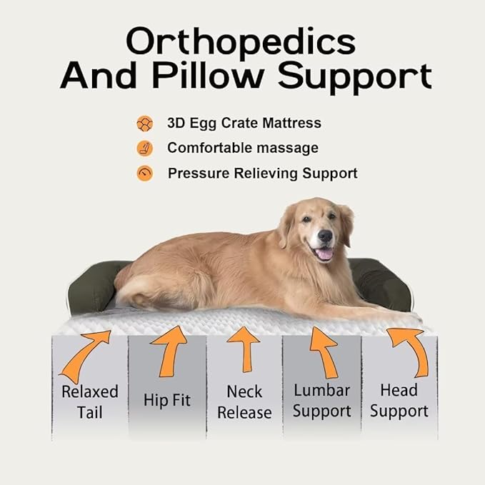 Dog Bed Medium Size Dog-Orthopedic Waterproof Bed for Dogs,Foam Couch Sofa with Washable Removable Cover & Non-Slip Bottom-Dark Green