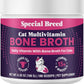 Cat Multivitamin with Grass-Fed Beef Bone Broth – Daily Supplement for Immune, Joint, Skin, Coat & Gut Health – Omega 3s, Lysine, Beta Glucan, Vitamins A-E, C, D – 180 Day Supply – No Fillers