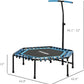 Soozier 45" Rebounder Trampoline for Adults, Mini Trampoline Indoor with Colorful LED Lights and Adjustable Handle, Quiet and Safe Bungee Rebounder