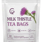 Organic Milk Thistle Tea Bags, Liver Support Herbal Tea, Caffeine Free, 30 Tea Bags