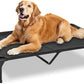 Elevated Dog Bed for Outdoor, XL Raised Dog Cot with Washable Mesh, Cooling Pet Cot Chew Proof for Outside Camping, 49"x33" Black