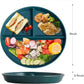 9" Unbreakable Divided Plates Set of 5, Wheat Straw Plate Reusable Dinnerware Portion Control Plate, Round Bariatric Plastic Plate for Kids Adults, BPA-free, Dishwasher Safe