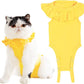 Cat Recovery Suit for Abdominal Wounds and Skin Diseases,Breathable Surgical Recovery Shirt After Surgery Wear Anti Licking Wounds,E-Collar Alternative for Female Cats Kitten(RSC01-yellow-s)