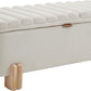 Kmax 45" Storage Bench Linen Entryway Bench Upholstered Ottoman Bench with Wavy Top & Safty Hinge for Bedroom Living Room Hallway, Beige