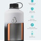 BUZIO 1 Gallon Water Bottle, 128oz Insulated Water Jug Double Walled Vacuum Stainless Steel Travel Flask (Cold for 48 Hrs), Leak Proof BPA-Free Large Canteen with Straw Lid, Black White