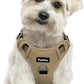 Funfox Dog Harness No Pull, Adjustable Pet Vest Harness, Super Soft Material with Vertical Handle Easy Control, Reflective Night Walking, 2 Leash Clips for Small Sized Dogs, Brown, S