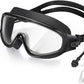 Adult Swimming Goggles,Leak-Proof,Anti-Fog Pool Glasses,Wide View Swim Goggles with Ear Plugs and Nose Clip