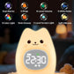 Cat Alarm Clock for Kids with Night Light, Sleep Training Clock Time to Wake Clock, Rechargeable Silicone Light for Bedroom, Perfect Sleep Companion for Boys Girls