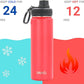 DRINCO Stainless Steel Water Bottle Spout Lid Vacuum Insulated Double Wall Water Bottle Wide Mouth (40oz 32oz 22oz 18oz 14oz) Leak Proof Keeps Cold or Hot (22 oz, 22oz Barn Red)