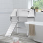 Dog Washing Station for Home, 38" White Professional Stainless Steel Dog Grooming Tub, Height Adjustable Dog Bathing Station, Upgrade Parts, Dog Bath Tubs for Small & Medium Dogs(Left Ramp)