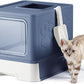 Enclosed Cat Litter Box, Large Litter Box for Big Cats, Covered Kitty Litter Boxes with Lid, Top Entry Cat Box Enclosure with Scoop, Odor Control, Easy to Clean(Blue)