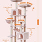 Taoqimiao Cat Tree, 71-Inch Cat Tree Cat Tower for Indoor Cats, Plush Multi-Level Cat Condo with 10 Scratching Posts, 2 Perches,Basket, 2 Caves,Hammock, 2 Pompoms,MS020P Jelly Pink