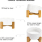 SPUNKYJUNKY 15° Slanted Ceramic Dog and Cat Bowl with Wooden Stand, Tilted Bulldog Food and Water Bowl No Slip Non-Spill for Cats Medium Dogs Big Face Pets 28.7 OZ (3.6 Cups, White)