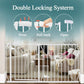 ALLAIBB Extra Wide Pressure Mounted Baby Gate Walk Through Child Kids Safety Toddler Tension White Long Large Pet Dog Gates with Extension for doorways Kitchen (29.13-33.86"/74-86cm)