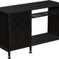 Fish Tank Stand, Modern Aquarium Stand with Built-in Cabinet and Shelves - Sleek Black Iron and Wood Grain Design for Stylish Home Décor（ 51.97" x W 19.69" x H 31.5"） Black