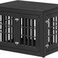 38" Heavy Duty Dog Crate Furniture for Small,Medium and Large Dogs,Rustic Wooden Dog Cage Kennel Indoor Furniture with Waterproof Top,Decorative Pet House Side End Table (Black)