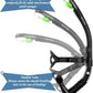 WACOOL Training Headstrap Support Dry Top Snorkel Tube Comfortable Mouthpiece One-Way Purge Valve for Pool Open Water Scuba Lap Swimming Swimmer Diving Snorkeling