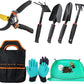Premium 8-Piece Garden Tools Set – Heavy Duty Carbon Steel with Rust-Proof Coating, Ergonomic Handles, SK-5 Pruning Shears, Waterproof Repotting Mat & Storage Tote Bag – Ideal Gift for Gardeners