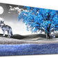 Canvas Wall Art For Living Room Family Wall Decor For Bedroom Modern Office Decorations Blue Tree Wall Pictures Artwork Black And White Scenery Paintings Room Canvas Art Prints Home Decor 20" X 40"