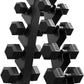 PAPABABE Hex Dumbbell Sets with Rack, 60-550lb Rubber Coated Dumbbell Weight Set and Storage Rack, Multiple Options Hand Weights for Strength Training