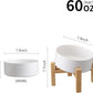 White Elevated/Raised 15°Tilted Anti Slip Ceramic Dog Bowl for Medium & Large Breeds,Slanted Bulldog Big Face Pet Food Water Feeding Dish with Stand (7.6 Cups/60OZ)