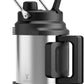 64 oz Insulated Water Bottle for Men: Meoky Triple Wall Vacuum Stainless Steel Half Gallon Water Jug - Top and Side Handles, 2-in-1 Straw and Spout Lid, Cold for 36 Hrs, Leak Proof for Sports (Silver)